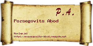 Pozsegovits Abod névjegykártya